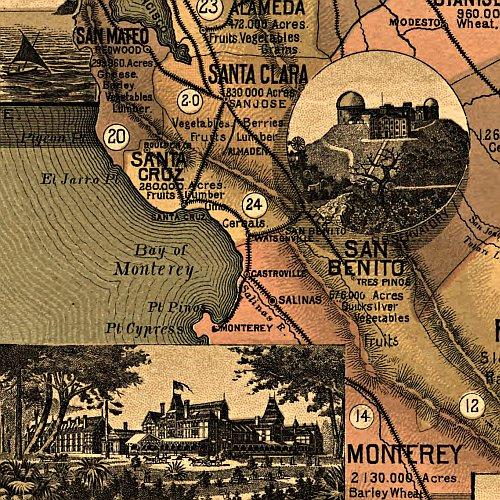 The Unique Map of California, 1888
