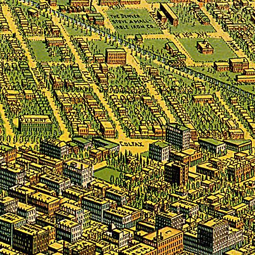 Bird's eye view of Denver Colorado, 1908