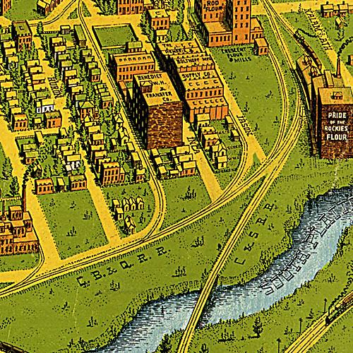 Bird's eye view of Denver Colorado, 1908