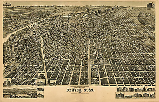Perspective map of the city of Denver, Colo 1889