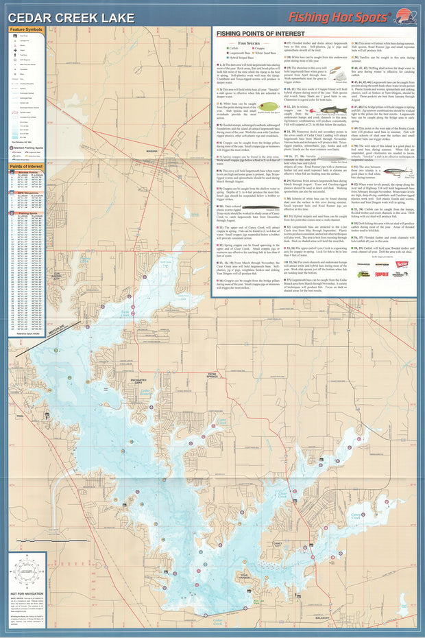 Fishing Map of Cedar Creek Lake