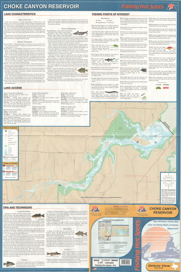 Choke Canyon Reservoir fishing map Texas Map Store