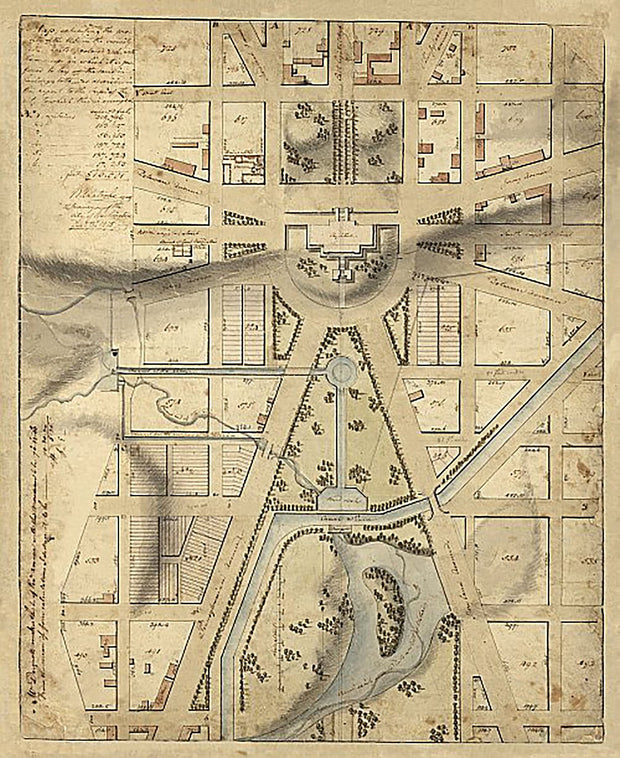 Map exhibiting the property of the U.S. in the vicinity of the Capitol, 1815