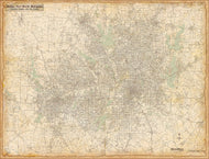 DFW Regional Area Major Arterial Wall Map - Antiqued Version