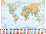 Classic US and World Map with Flags Classroom Pull Down 2 Map Bundle