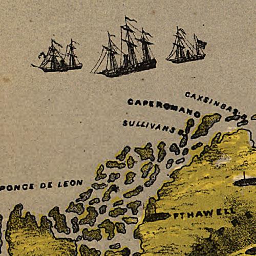 Birds eye view of Florida and part of Georgia and Alabama Drawn from nature, 1861
