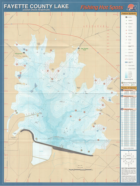 Fayette County Lake fishing map – Texas Map Store