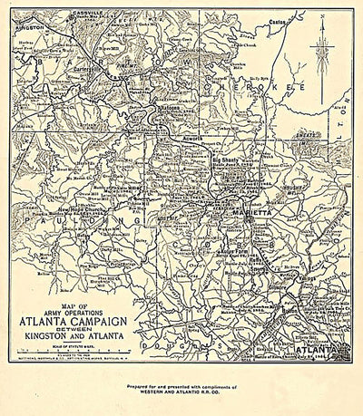 Map of army operations Atlanta campaign between Kingston and Atlanta