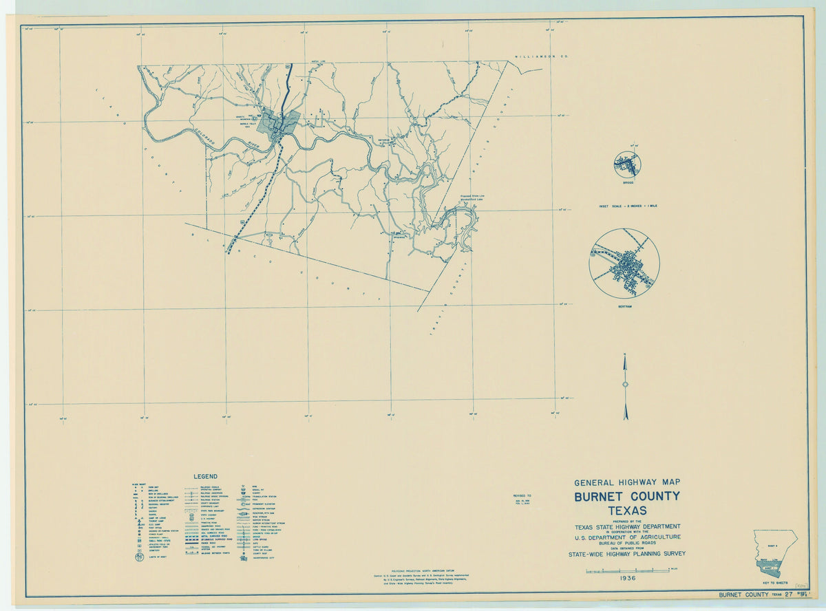 Burnet County 1936, Texas Highway Dept, sheet 1 of 2
