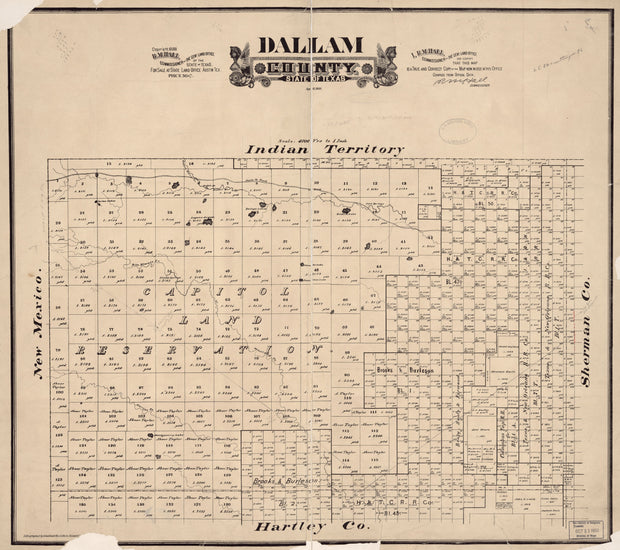 Dallam County 1888, ownership map