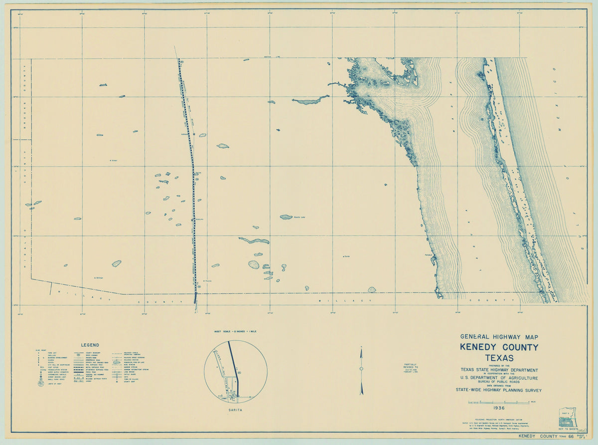 Kenedy County 1936, Texas Highway Dept, sheet 1 of 2