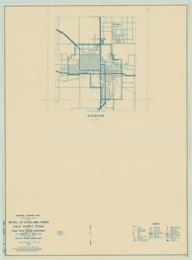 Hale County 1936, Texas Highway Dept, supp. sheet 1 of 1