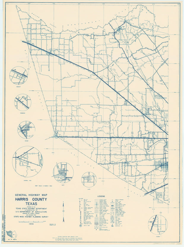 Harris County 1936, Texas Highway Dept, sheet 1 of 2