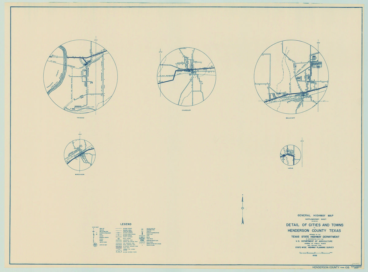 Henderson County 1936, Texas Highway Dept, supp. sheet 1 of 1