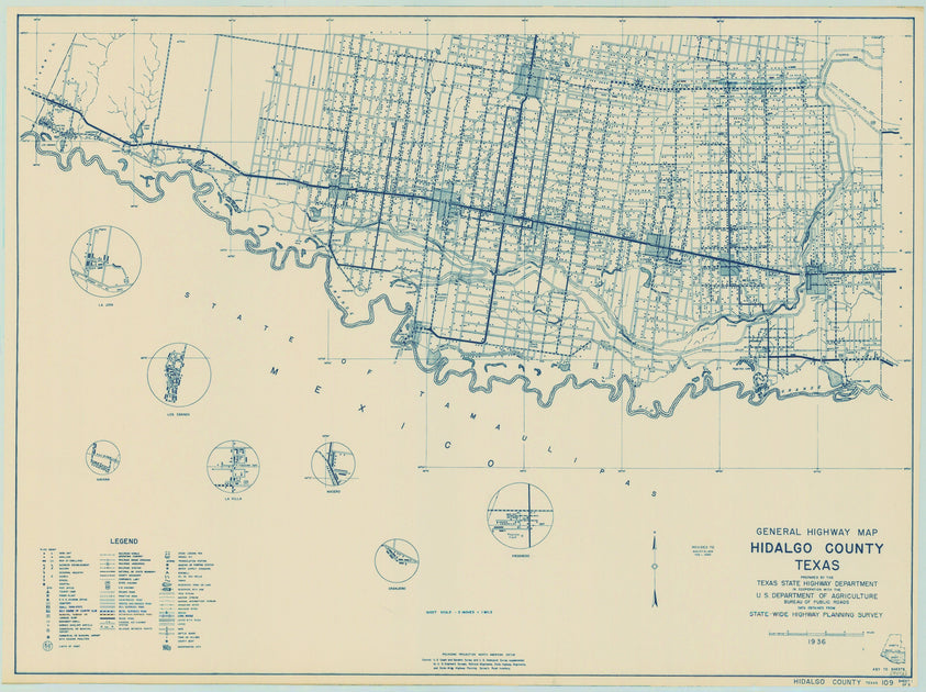 Hidalgo County Texas Historical Map 1936 Texas Map Store