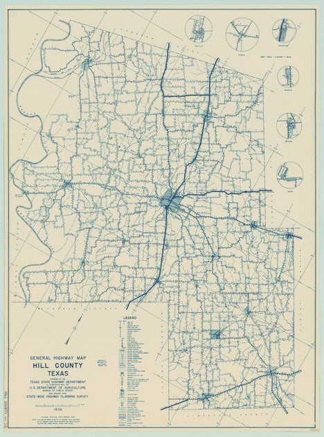 Hill County Texas Historical Map 1936 – Texas Map Store