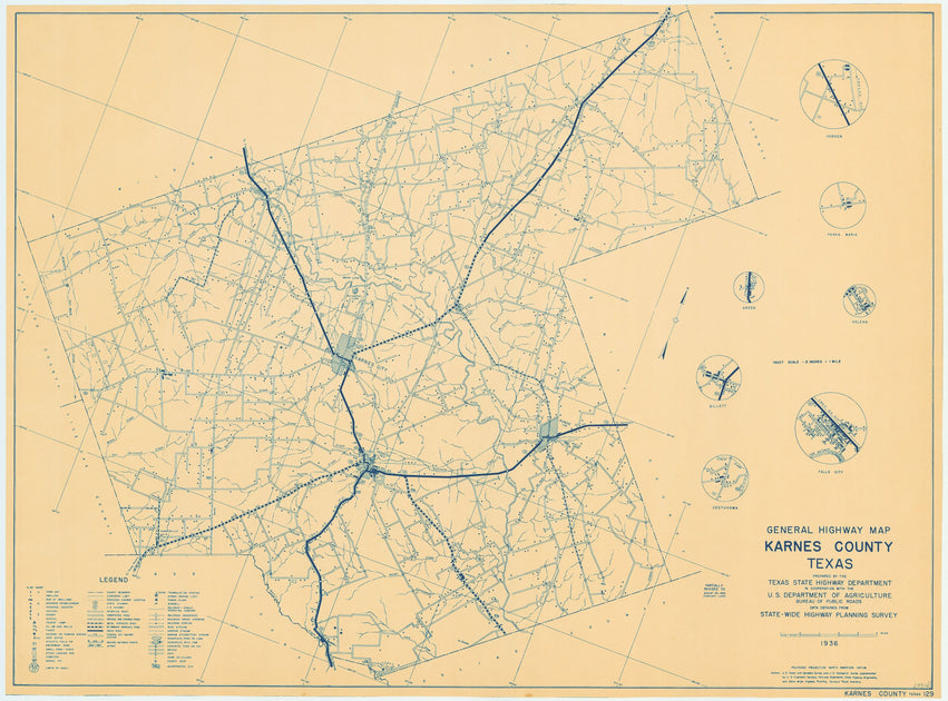 Karnes County Texas Historical Map 1936 – Texas Map Store