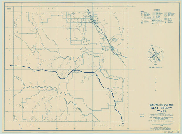 Kent County Texas Historical Map 1936 – Texas Map Store