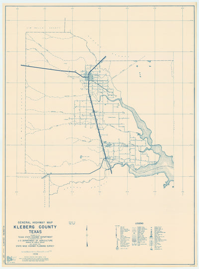 Klegerg County 1936, Texas Highway Dept, sheet 1 of 2