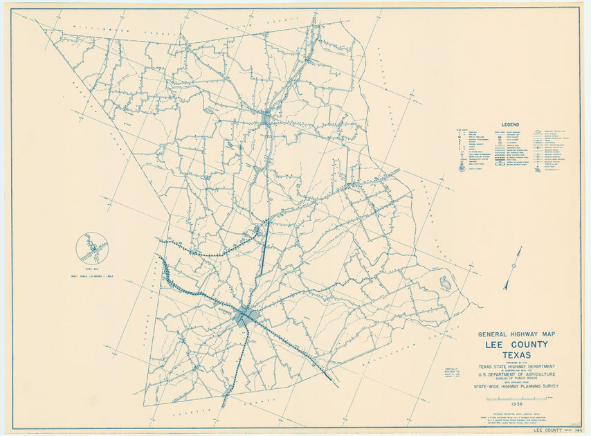 Lee County Texas Historical Map 1936 – Texas Map Store