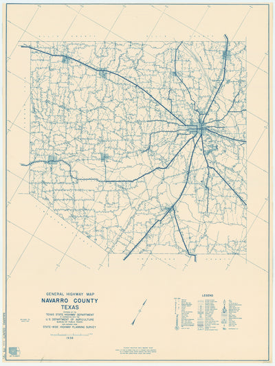Navarro County 1936, Texas Highway Dept, sheet 1 of 2