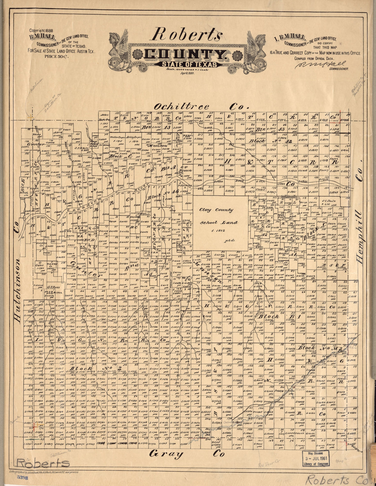 Roberts County 1888, ownership map