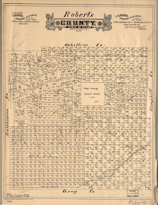 Roberts County 1888, ownership map