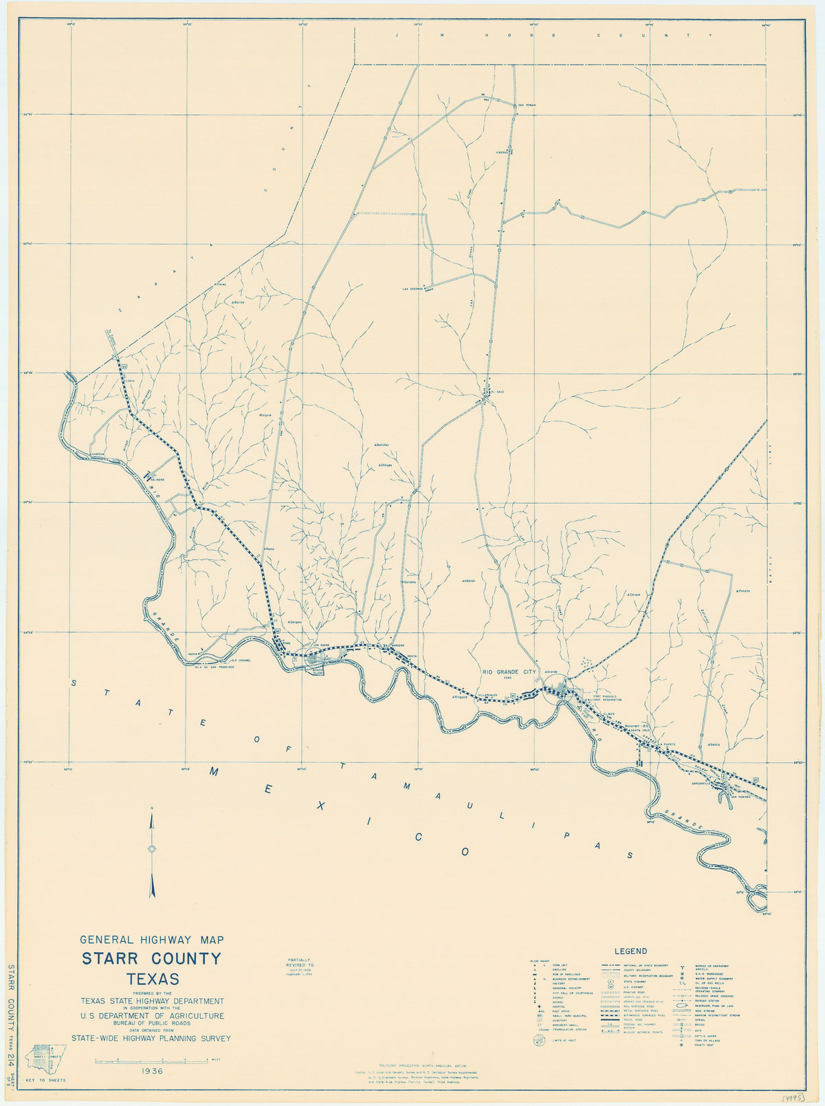 Starr County 1936, Texas Highway Dept, sheet 1 of 2