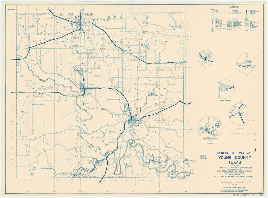 Young County Texas Historical Map 1936 – Texas Map Store