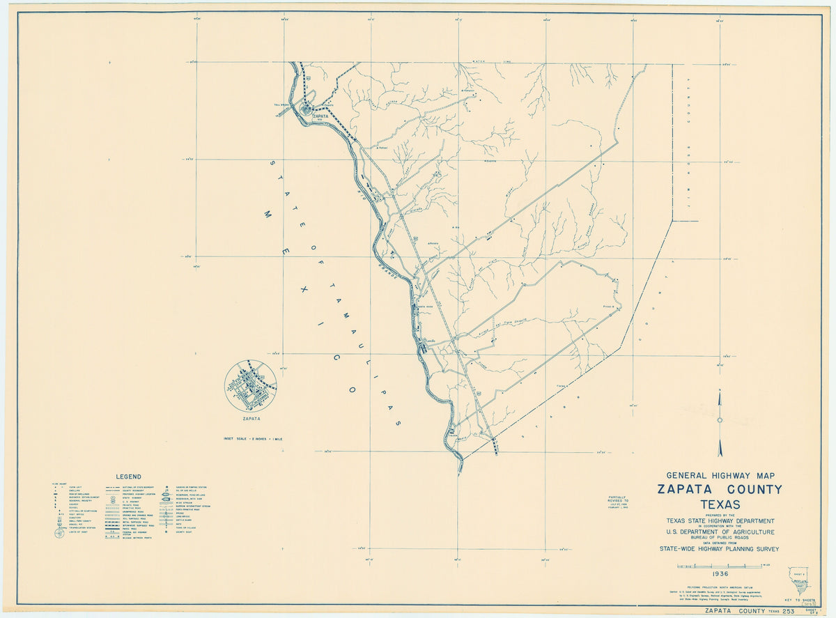 Zapata County 1936, Texas Highway Dept, sheet 1 of 2