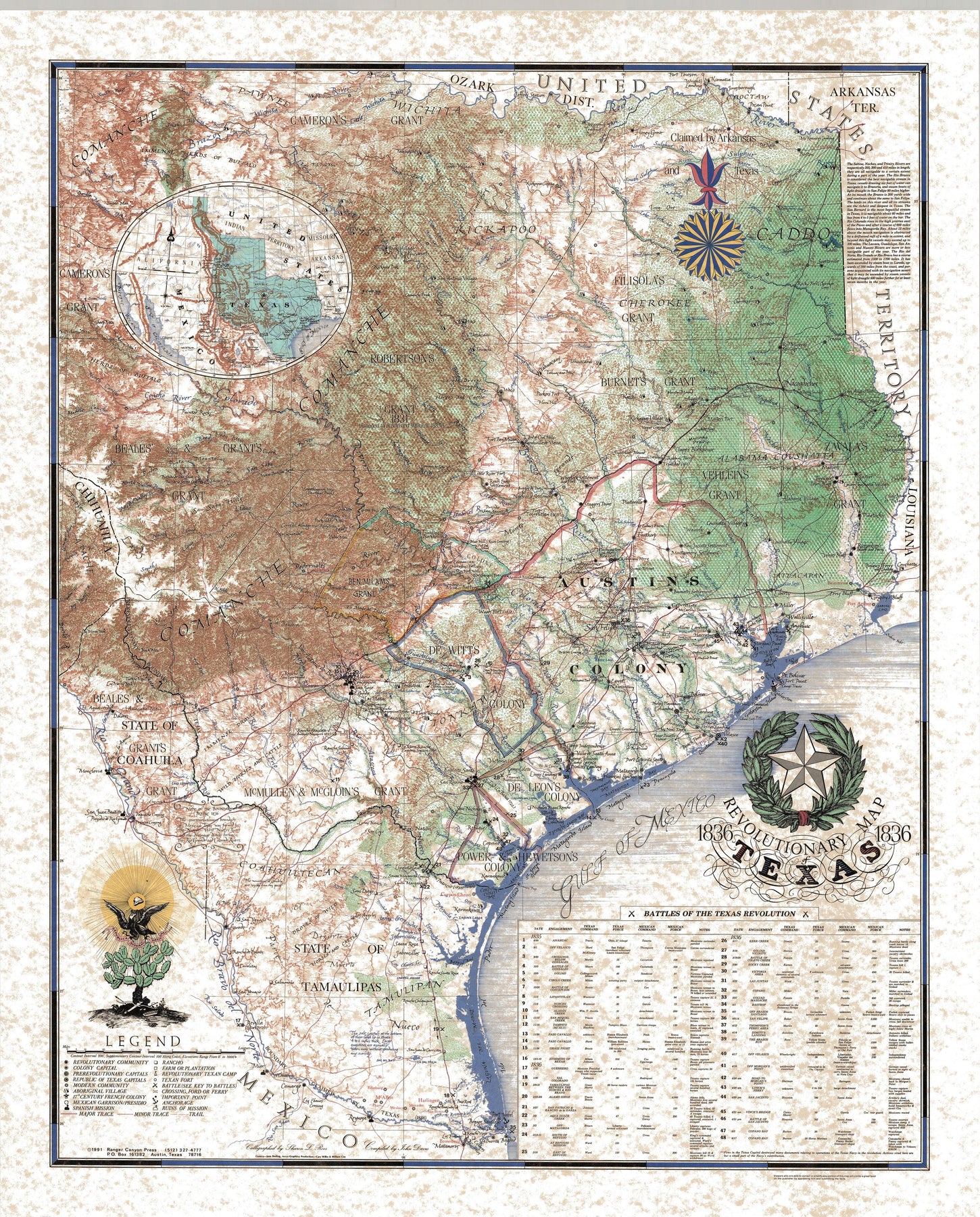1836 Texas Revolution Battle Map Treaty Of Velasco (1836) Map