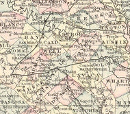 1876 County Map of Texas by S.A. Mitchell