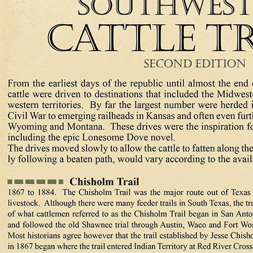 1876 Great Texas & Southwestern Cattle Trails Map, Second Edition