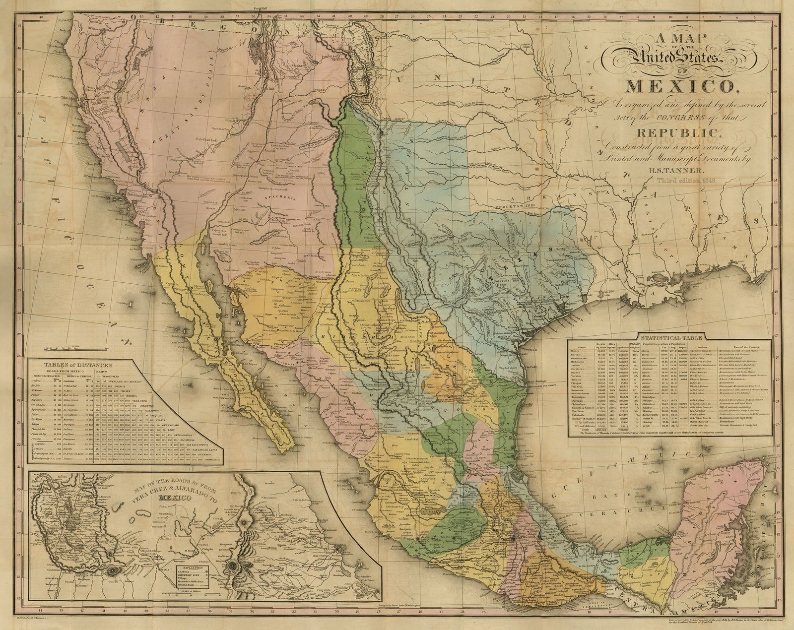 Map of the United States of Mexico, Tanner 1846