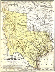 1846 Texas "Stovepipe" Map by Augustus Mitchell
