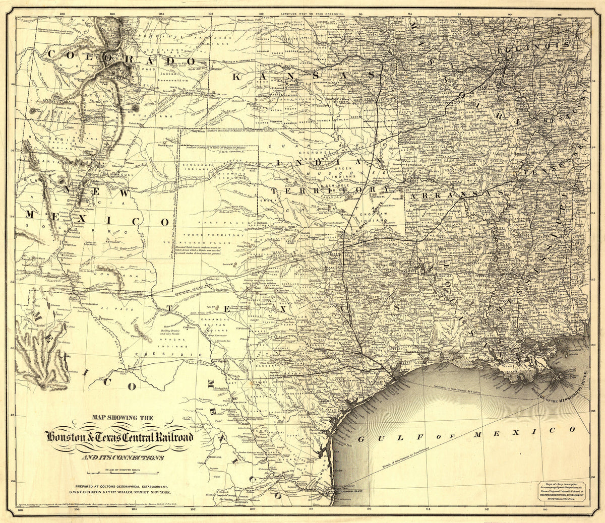Houston & Texas Central Railroad 1867