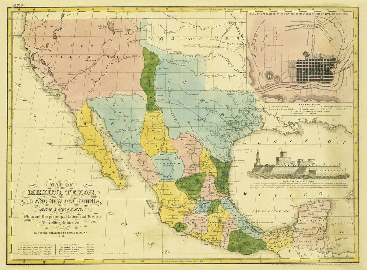 Mexico, Texas, Old and New California 1847