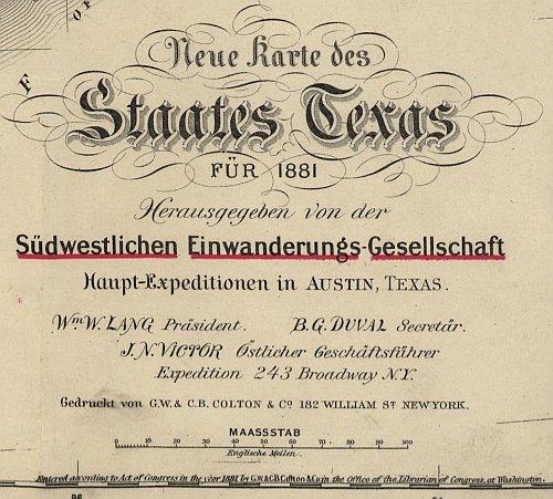 Neue Karte de Staates Texas 1881