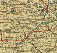 Railroad and County Map of Texas 1893