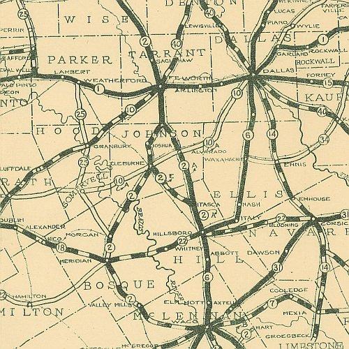 Texas historical highway map 1922 – Texas Map Store