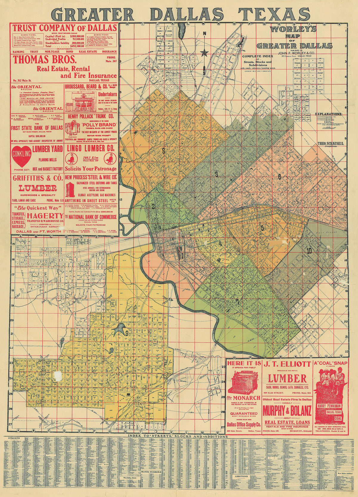 Worley's Map of Greater Dallas 1905