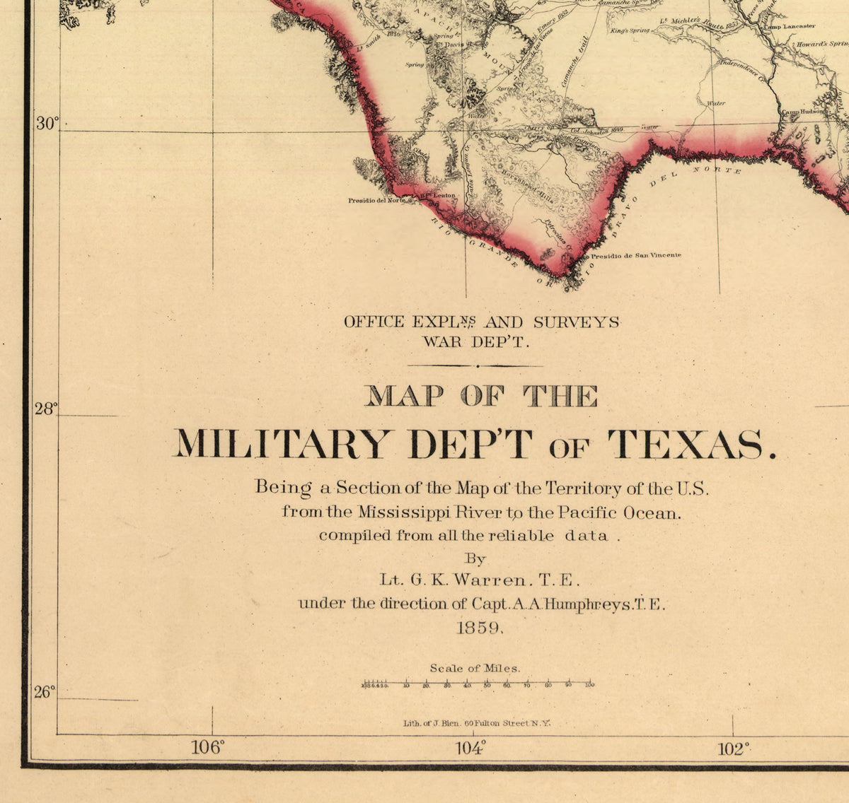 Military Department of Texas, War Dep't 1859
