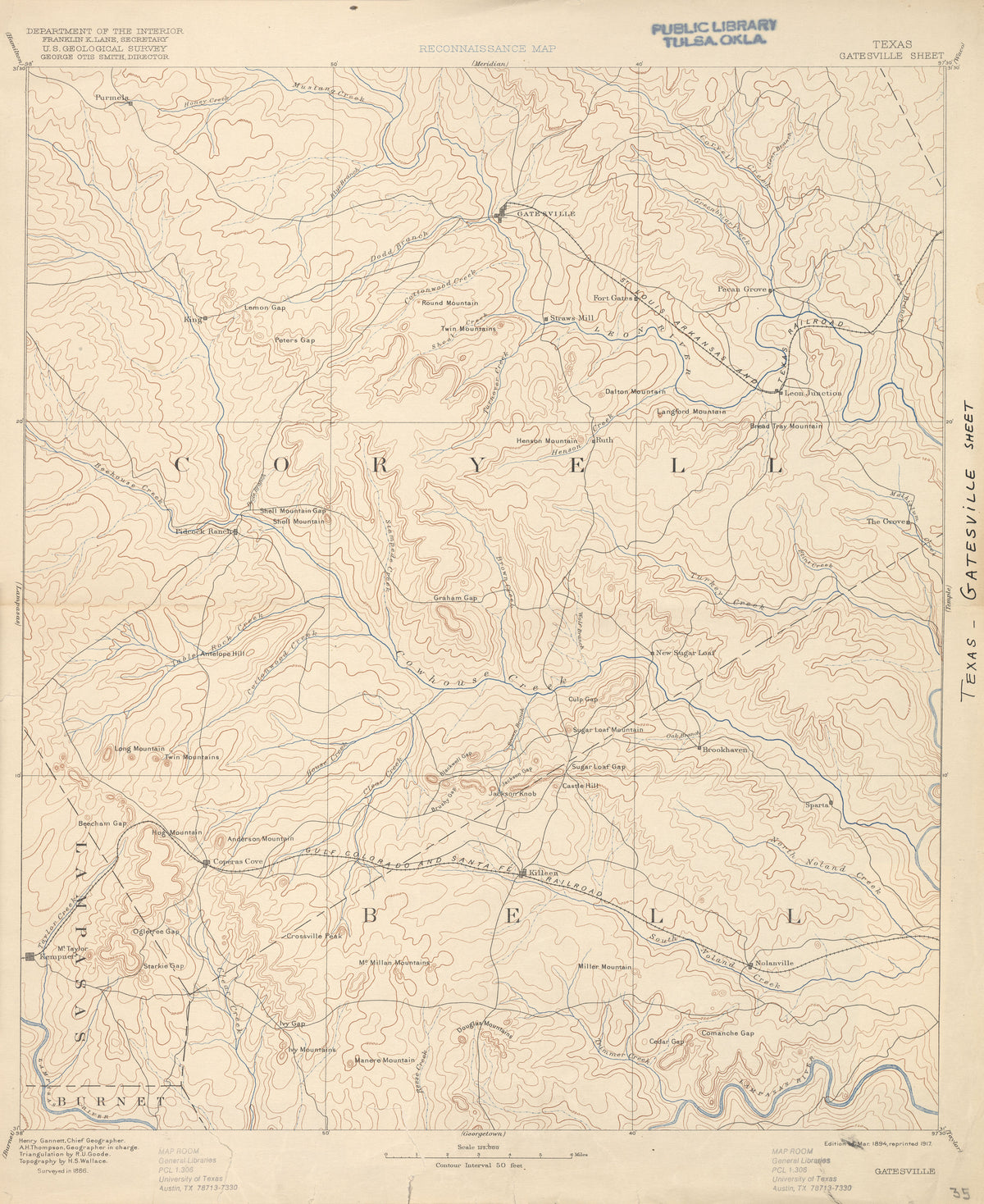 Gatesville (& Killeen) 1886, USGS