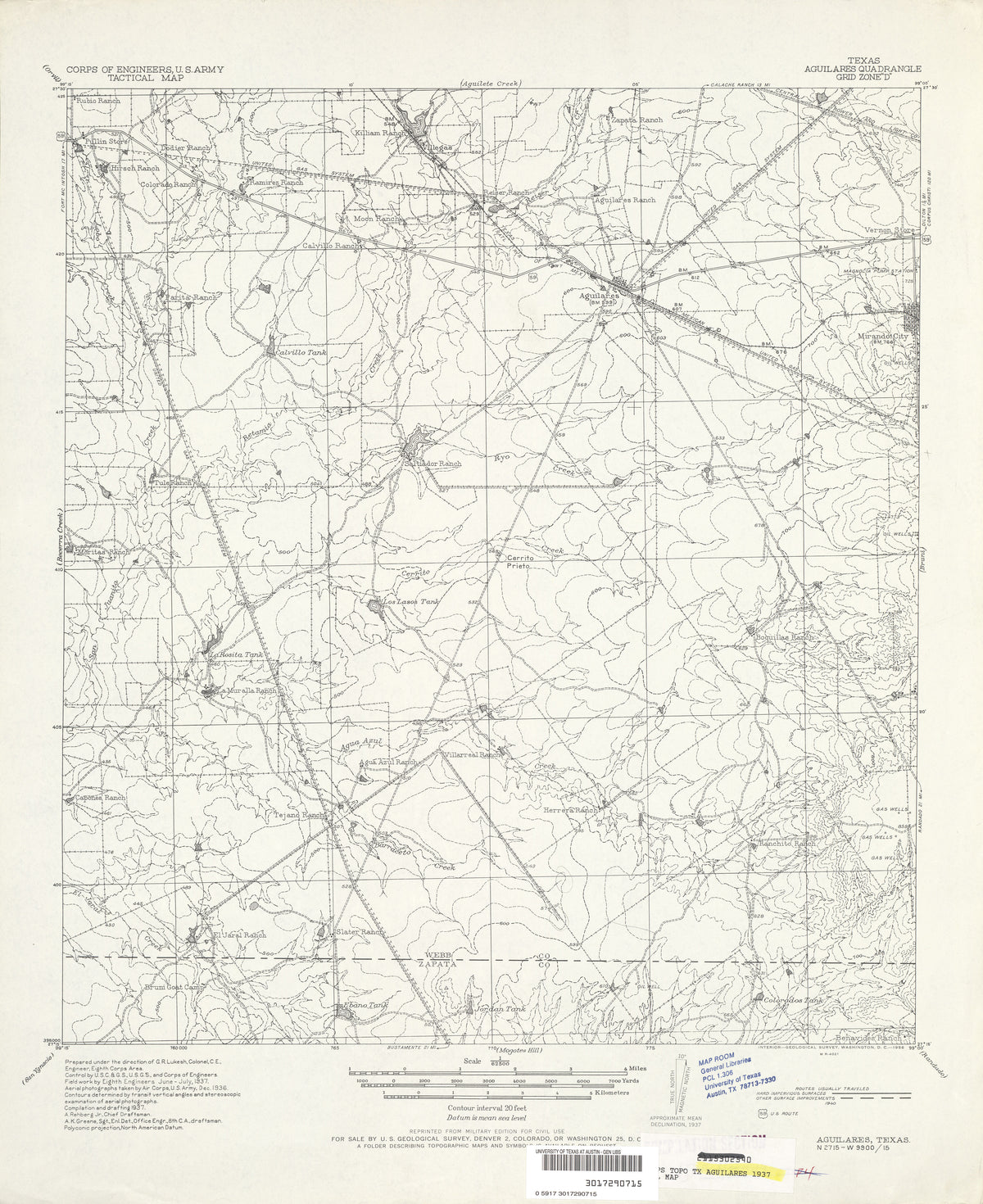 Aguilares 1937, US Army Corps of Engineers