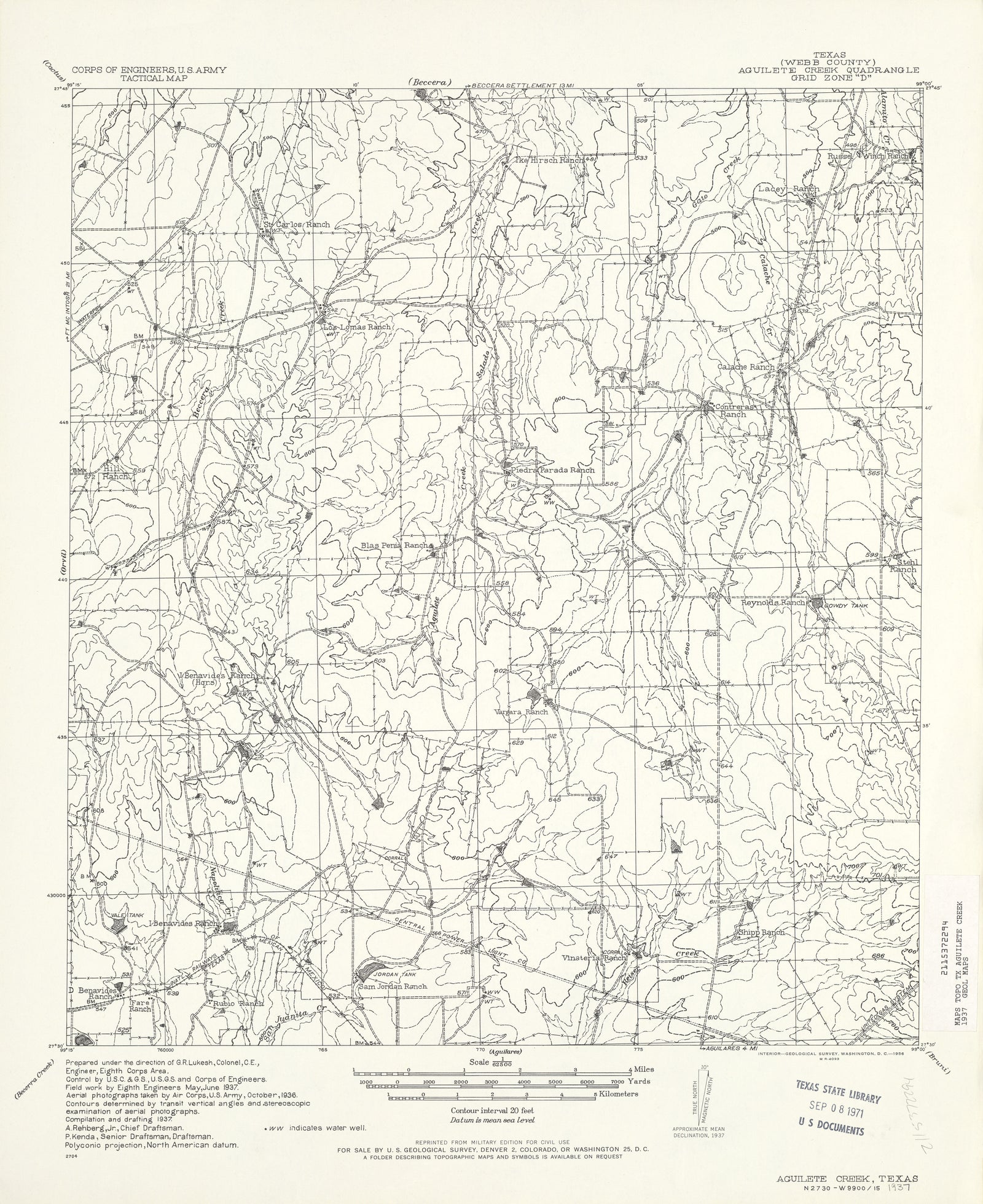 Aguilete Creek 1937, US Army Corps of Engineers