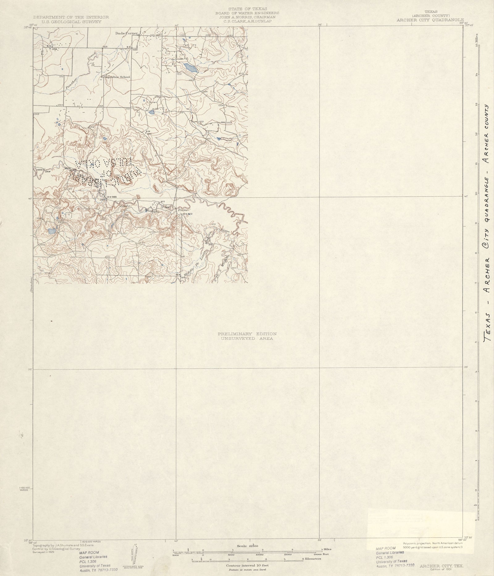 Archer City 1929, USGS
