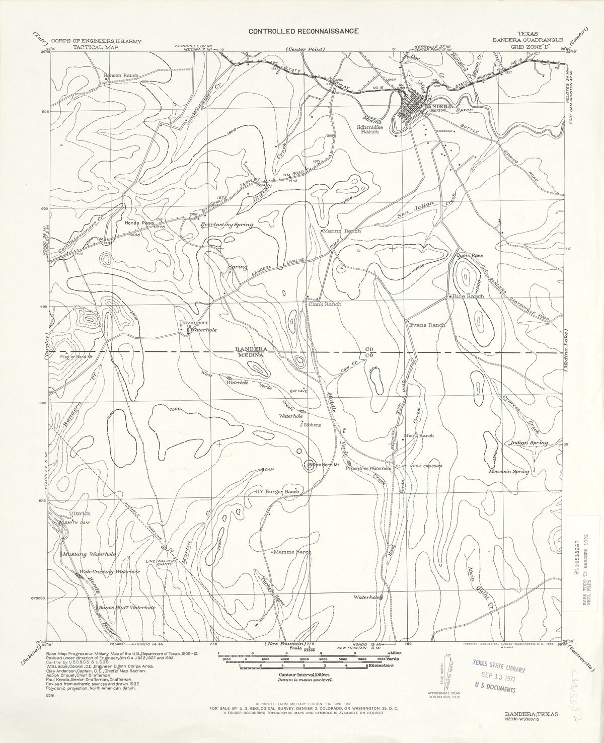 Bandera 1932, US Army Corps of Engineers