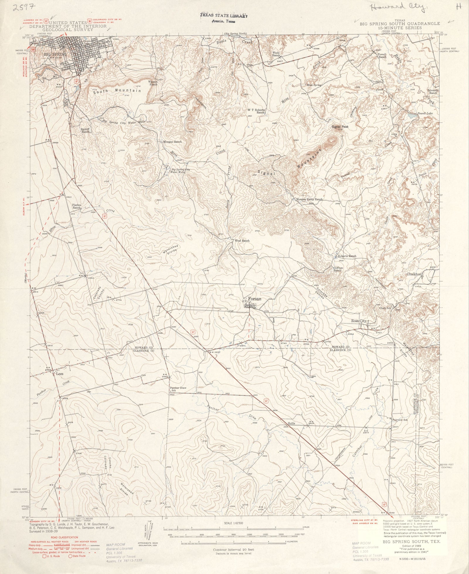 Big Spring South 1939, USGS