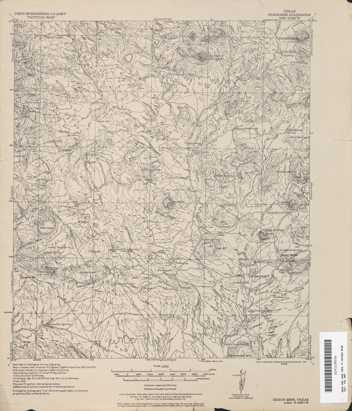 Chisos Mine 1931, US Army Corps of Engineers