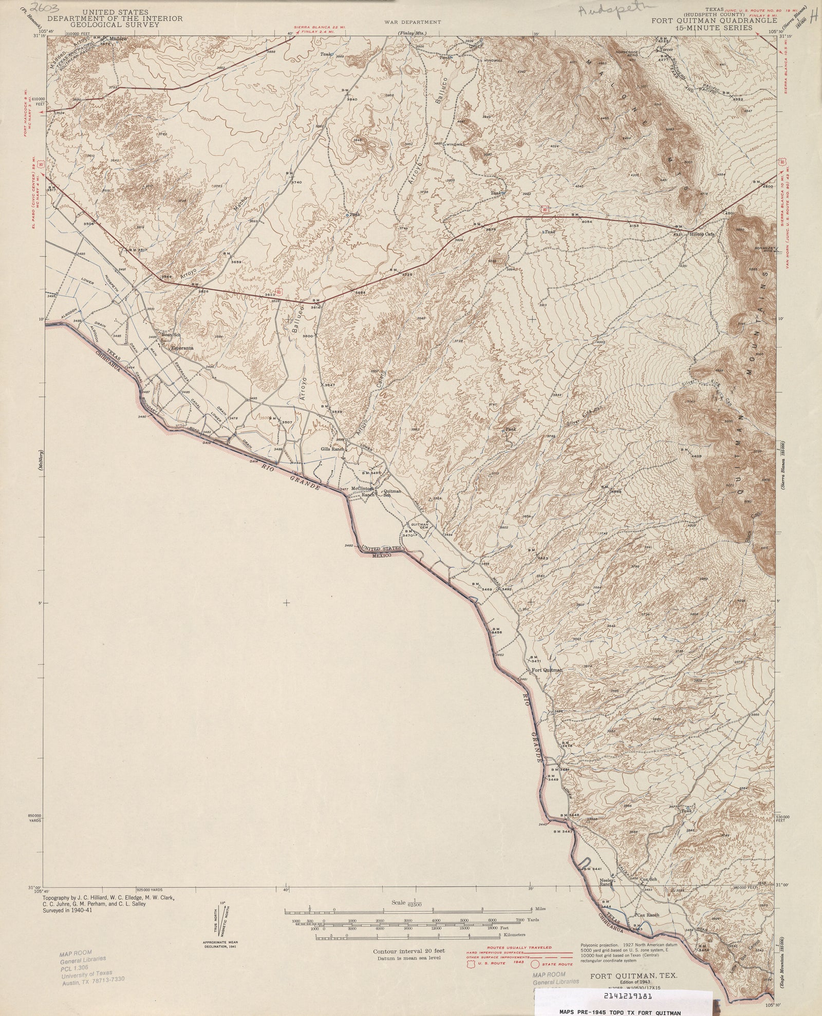 Fort Quitman 1941, USGS